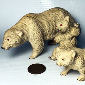 Vintage Pfeiffer Composite Polar Bear Family Zoo Animals 1920 - Lot of 3